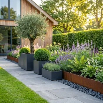 Stalen plantenbak - Rechthoek - 50 x 30 x 30 cm - RAL9005 mat (zwart) - Met bodemplaat - Met poten