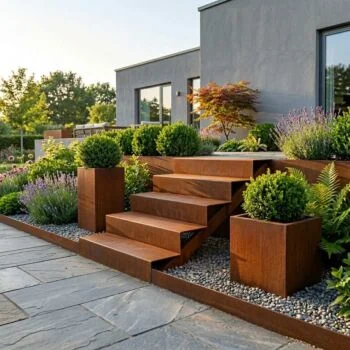 Cortenstaal tuintrap - 5-trede - 120 x 100 x 85 cm