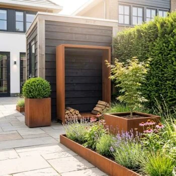 Cortenstaal houtopslag - Indiana - 80 x 40 x 180 cm