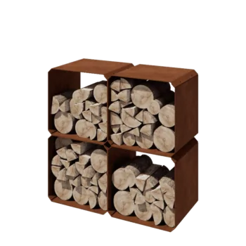 Cortenstaal houtopslag - Colorado 4 stuks - 40 x 40 x 40 cm
