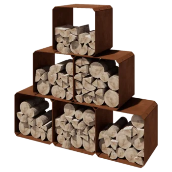Cortenstaal houtopslag - Colorado 6 stuks - 40 x 40 x 40 cm
