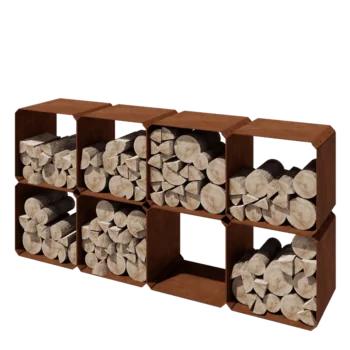 Cortenstaal houtopslag - Colorado 8 stuks - 40 x 40 x 40 cm