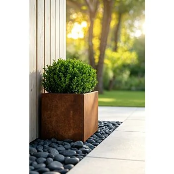 Cortenstaal plantenbak - Vierkant - 30 x 30 x 40 cm - Met bodemplaat - Met poten