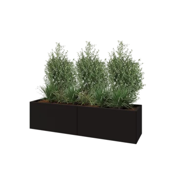 Stalen plantenbak XXL - Rechthoek - 160 x 40 x 40 cm - RAL9005 mat (zwart) - Zonder bodemplaat