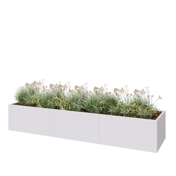 Stalen plantenbak XXL - Rechthoek - 360 x 80 x 60 cm - RAL9010 mat (wit) - Met bodemplaat