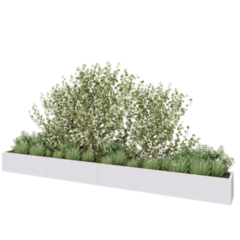 Stalen plantenbak XXL - Rechthoek - 480 x 40 x 40 cm - RAL9010 mat (wit) - Met bodemplaat
