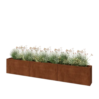 Cortenstaal plantenbak XXL - Rechthoek - 360 x 30 x 60 cm - Met bodemplaat