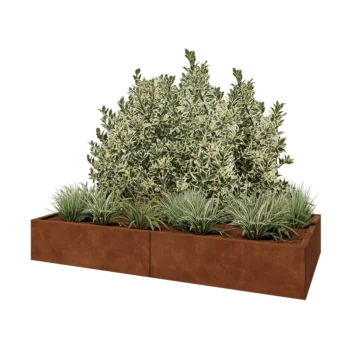 Cortenstaal plantenbak XXL - Rechthoek - 200 x 100 x 30 cm - Met bodemplaat