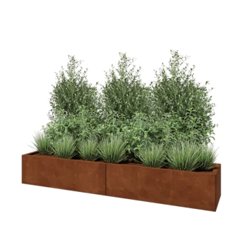 Cortenstaal plantenbak XXL - Rechthoek - 200 x 40 x 30 cm - Met bodemplaat