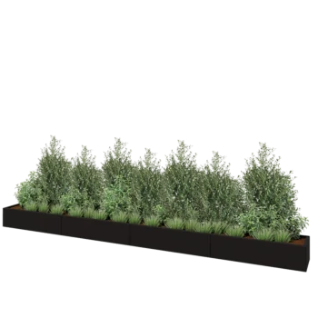 Stalen plantenbak XXL - Rechthoek - 480 x 40 x 30 cm - RAL9005 mat (zwart) - Zonder bodemplaat