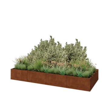 Cortenstaal plantenbak XXL - Rechthoek - 320 x 120 x 40 cm - Met bodemplaat