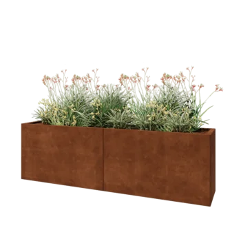 Cortenstaal plantenbak XXL - Rechthoek - 200 x 40 x 60 cm - Met bodemplaat