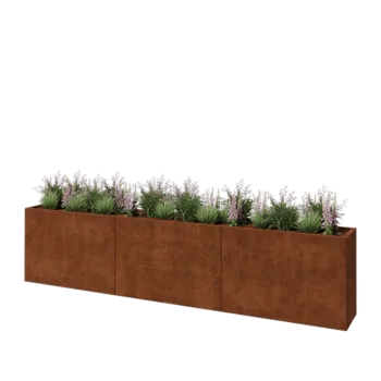 Cortenstaal plantenbak XXL - Rechthoek - 360 x 40 x 80 cm - Met bodemplaat