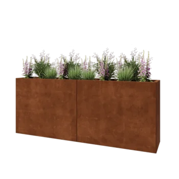 Cortenstaal plantenbak XXL - Rechthoek - 200 x 40 x 80 cm - Met bodemplaat