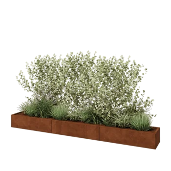 Cortenstaal plantenbak XXL - Rechthoek - 360 x 40 x 30 cm - Met bodemplaat