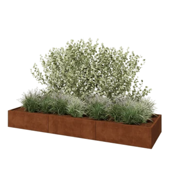 Cortenstaal plantenbak XXL - Rechthoek - 360 x 100 x 40 cm - Met bodemplaat