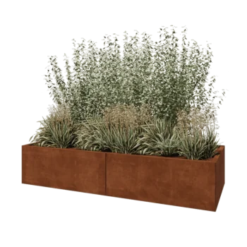 Cortenstaal plantenbak XXL - Rechthoek - 200 x 80 x 40 cm - Met bodemplaat