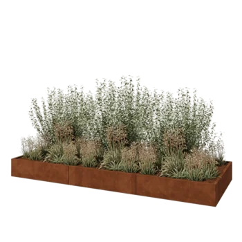 Cortenstaal plantenbak XXL - Rechthoek - 360 x 120 x 30 cm - Met bodemplaat