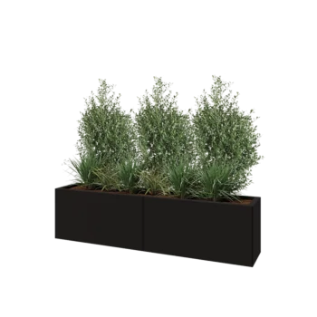 Stalen plantenbak XXL - Rechthoek - 160 x 30 x 40 cm - RAL9005 mat (zwart) - Met bodemplaat