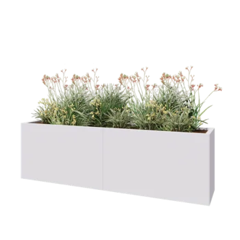Stalen plantenbak XXL - Rechthoek - 200 x 40 x 60 cm - RAL9010 mat (wit) - Met bodemplaat
