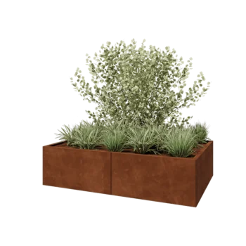 Cortenstaal plantenbak XXL - Rechthoek - 160 x 100 x 40 cm - Met bodemplaat