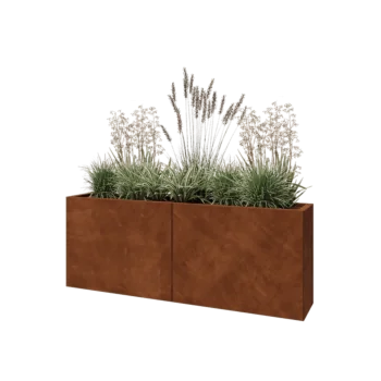 Cortenstaal plantenbak XXL - Rechthoek - 160 x 30 x 60 cm - Met bodemplaat