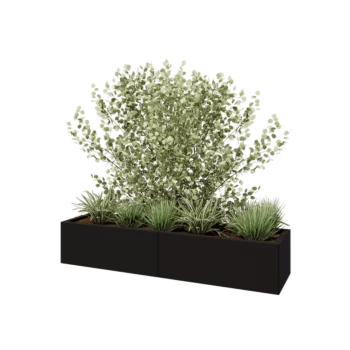 Stalen plantenbak XXL - Rechthoek - 160 x 40 x 30 cm - RAL9005 mat (zwart) - Met bodemplaat