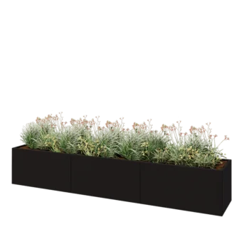 Stalen plantenbak XXL - Rechthoek - 360 x 60 x 60 cm - RAL9005 mat (zwart) - Zonder bodemplaat