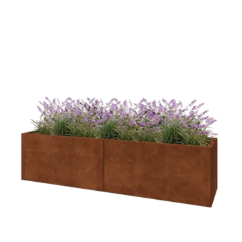 Cortenstaal plantenbak XXL - Rechthoek - 200 x 50 x 50 cm - Met bodemplaat