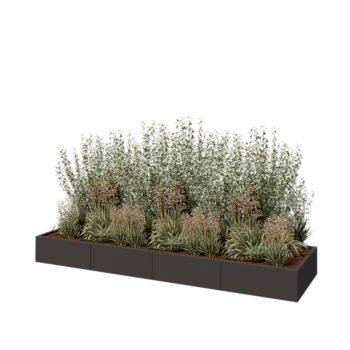 Stalen plantenbak XXL - Rechthoek - 320 x 80 x 30 cm - RAL7016 mat (antraciet grijs) - Met bodemplaat