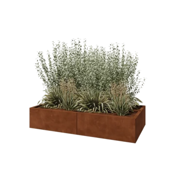 Cortenstaal plantenbak XXL - Rechthoek - 160 x 80 x 30 cm - Met bodemplaat