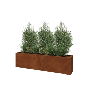 Cortenstaal plantenbak XXL - Rechthoek - 160 x 30 x 40 cm - Met bodemplaat