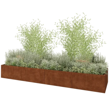 Cortenstaal plantenbak XXL - Rechthoek - 480 x 120 x 60 cm - Met bodemplaat