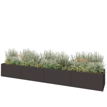Stalen plantenbak XXL - Rechthoek - 480 x 80 x 60 cm - RAL7016 mat (antraciet grijs) - Met bodemplaat