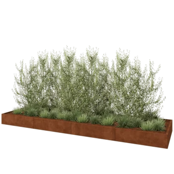 Cortenstaal plantenbak XXL - Rechthoek - 480 x 120 x 30 cm - Met bodemplaat