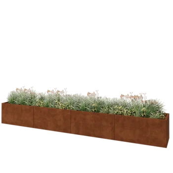 Cortenstaal plantenbak XXL - Rechthoek - 480 x 60 x 60 cm - Met bodemplaat
