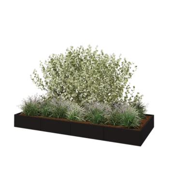 Stalen plantenbak XXL - Rechthoek - 320 x 120 x 30 cm - RAL9005 mat (zwart) - Met bodemplaat