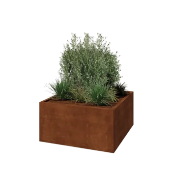 Cortenstaal plantenbak - Vierkant - 100 x 100 x 50 cm - Met bodemplaat