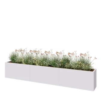 Stalen plantenbak XXL - Rechthoek - 360 x 40 x 60 cm - RAL9010 mat (wit) - Zonder bodemplaat