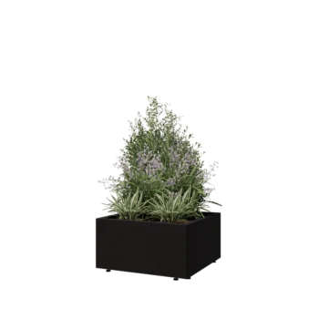 Stalen plantenbak - Vierkant - 60 x 60 x 30 cm - RAL9005 mat (zwart) - Met bodemplaat - Met poten