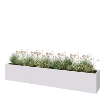Stalen plantenbak XXL - Rechthoek - 360 x 50 x 60 cm - RAL9010 mat (wit) - Met bodemplaat
