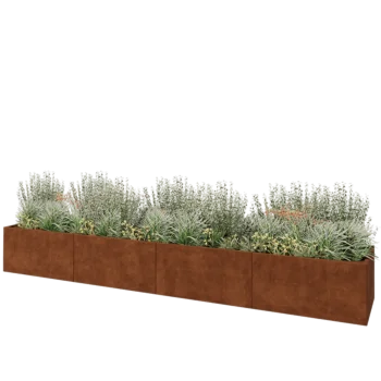 Cortenstaal plantenbak XXL - Rechthoek - 480 x 80 x 60 cm - Met bodemplaat