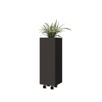 Stalen plantenbak - Vierkant - 30 x 30 x 80 cm - Andere RAL kleur - Met bodemplaat - Met wielen