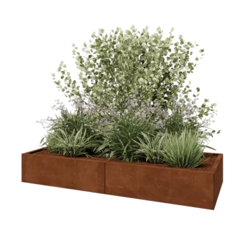 Cortenstaal plantenbak XXL - Rechthoek - 200 x 80 x 30 cm - Met bodemplaat