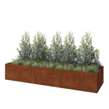 Cortenstaal plantenbak XXL - Rechthoek - 360 x 100 x 60 cm - Met bodemplaat