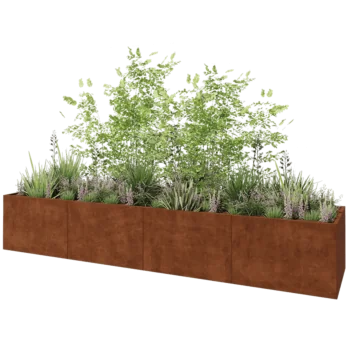 Cortenstaal plantenbak XXL - Rechthoek - 480 x 100 x 80 cm - Met bodemplaat