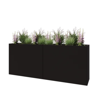 Stalen plantenbak XXL - Rechthoek - 200 x 40 x 80 cm - RAL9005 mat (zwart) - Met bodemplaat
