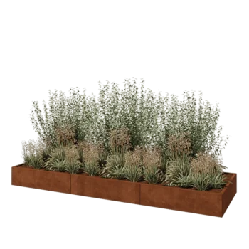 Cortenstaal plantenbak XXL - Rechthoek - 360 x 100 x 30 cm - Met bodemplaat
