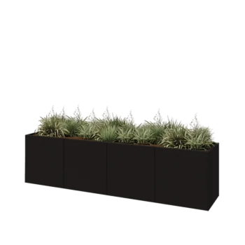 Stalen plantenbak XXL - Rechthoek - 320 x 60 x 80 cm - RAL9005 mat (zwart) - Met bodemplaat