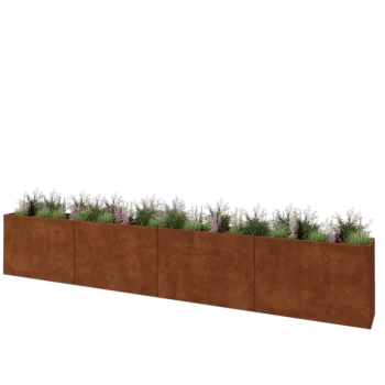 Cortenstaal plantenbak XXL - Rechthoek - 480 x 40 x 80 cm - Met bodemplaat